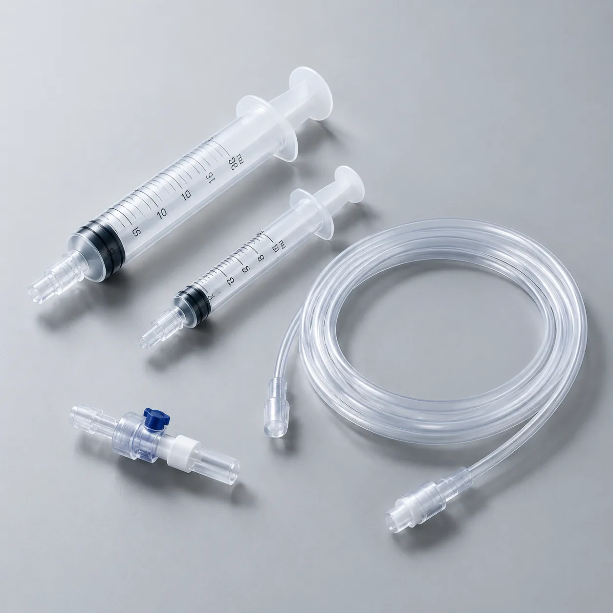 Syringes, infusion tubing and medical connectors